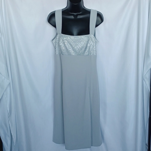 Victor Costa Gray & Silver Beaded Vintage Dress - Picture 1 of 7